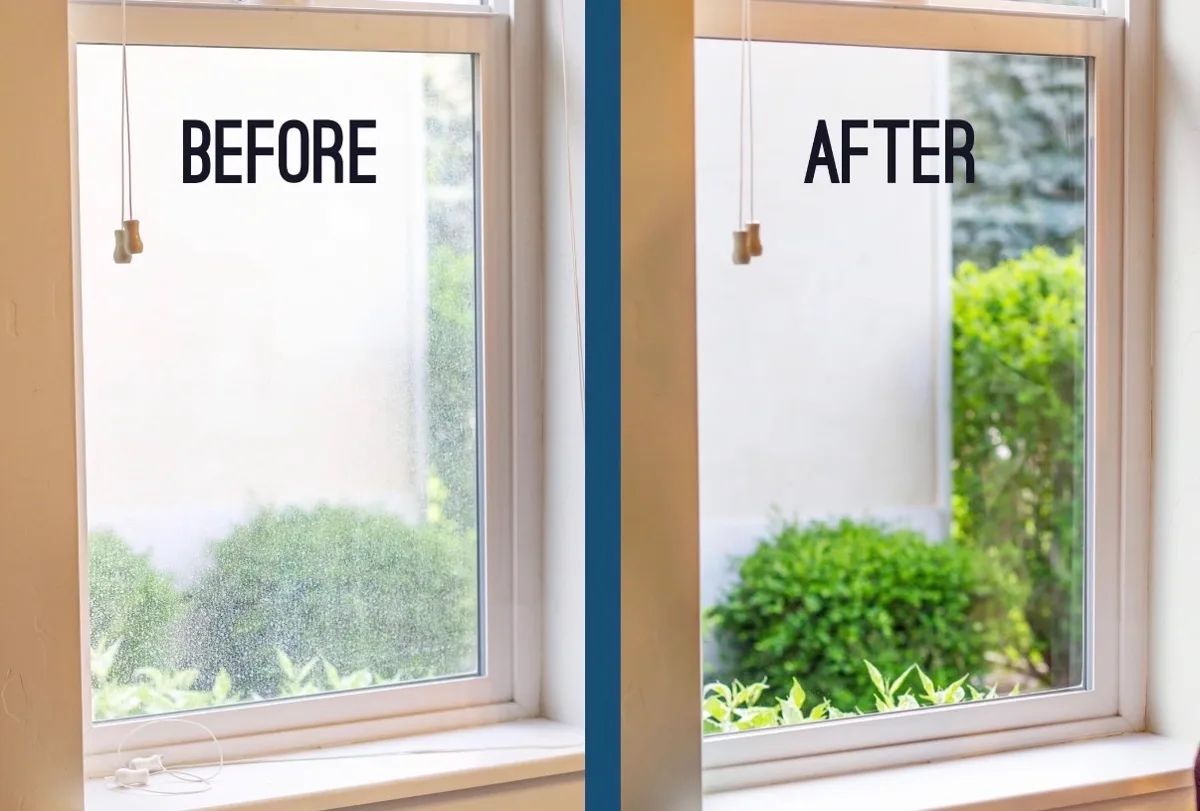 Before and after, side window in Irvine